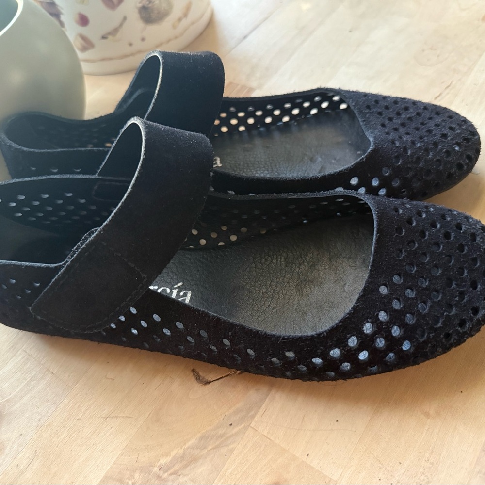 Pedro Garcia Black Suede Mary Jane Flats